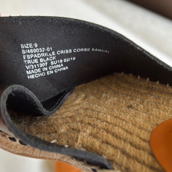 GAP Black Espadrille Leather Slide Sandals - Picture 11 of 12